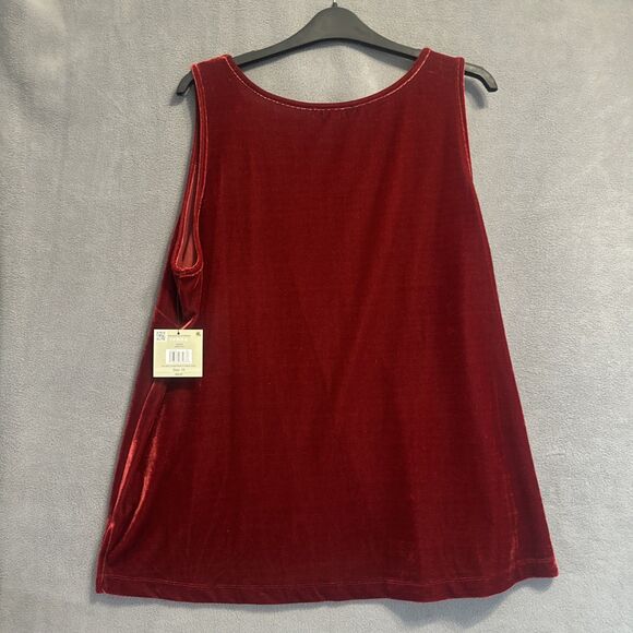 NWT John Mark Velvet Sleeveless Tank Top Plus Size 1X Red Holiday Christmas - Picture 3 of 7